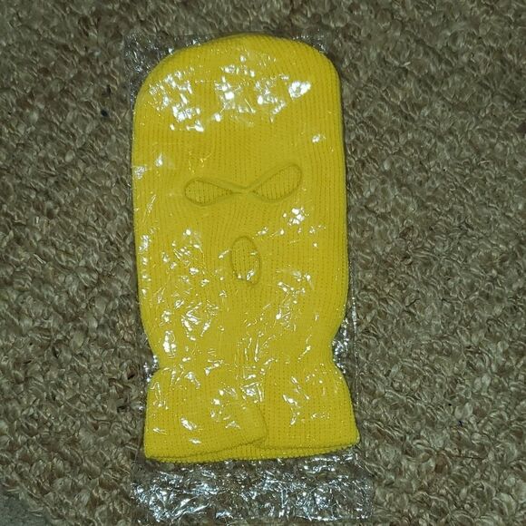 Ski Mask Beanie Balaclava Gothic Punk Solid Yellow NEW - Picture 4 of 4